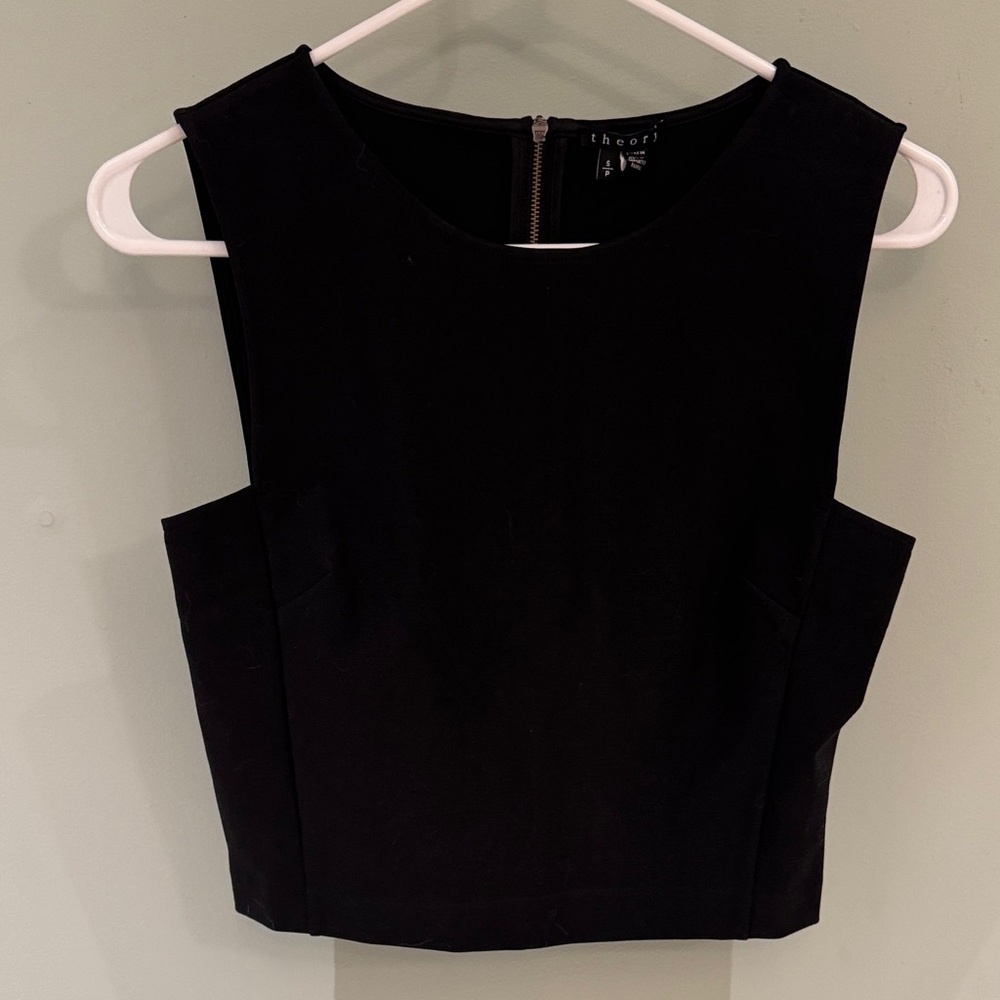 Theory Black Sleeveless Crop Top